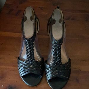 Ladies black leather Clark’s Sandals